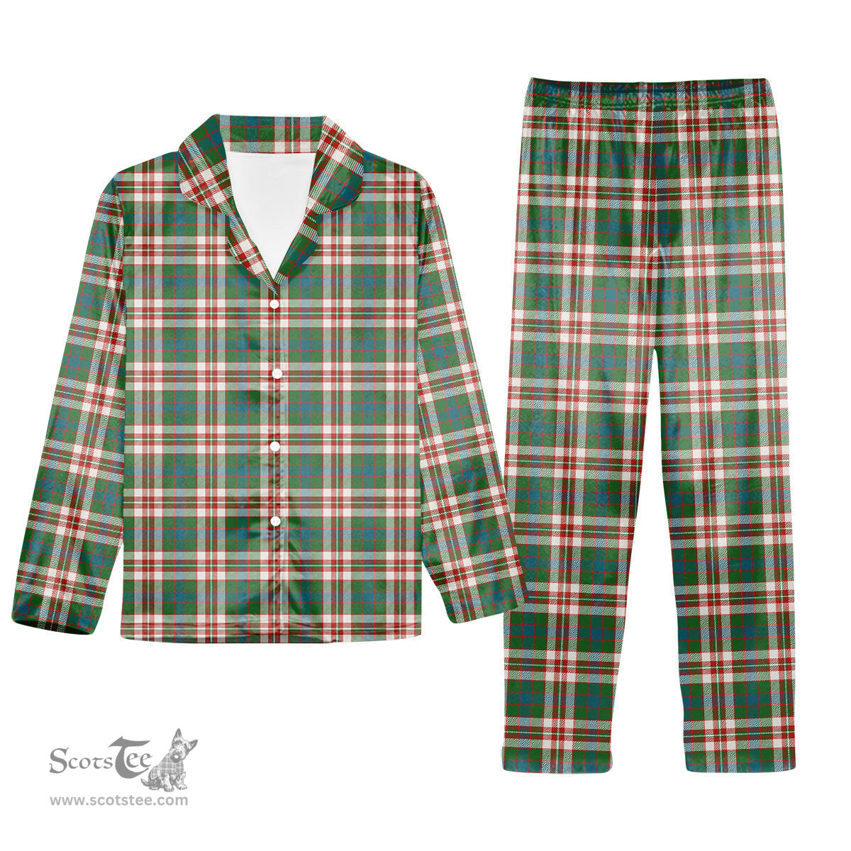 ScotsTee Shop Scottish Robertson Dress Ancient Tartan Pajama Satin Velvet Flannel Pajama Set