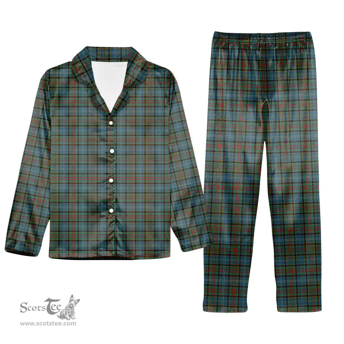 ScotsTee Shop Scottish Paisley Tartan Pajama Satin Velvet Flannel Pajama Set