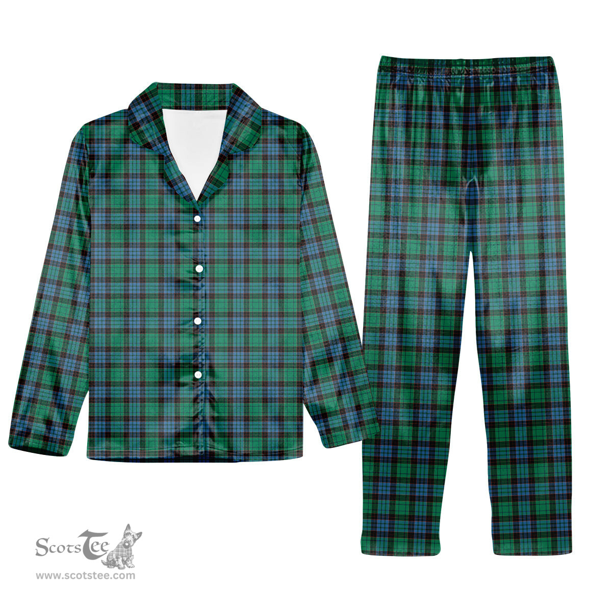 ScotsTee Shop Scottish Stewart Old Ancient Tartan Pajama Satin Velvet Flannel Pajama Set