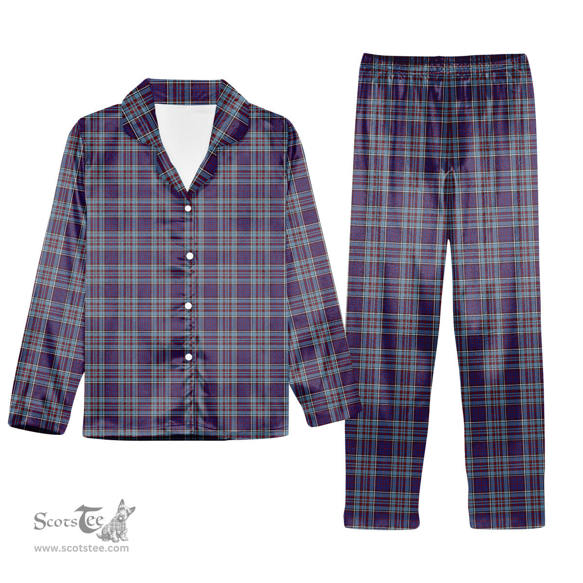 ScotsTee Shop Scottish RCAF Tartan Pajama Satin Velvet Flannel Pajama Set