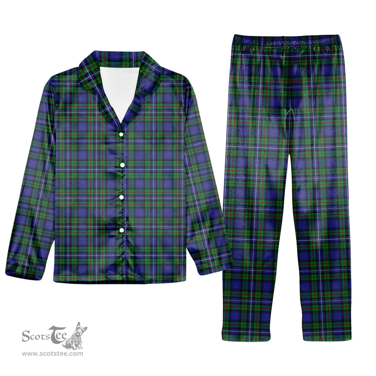 ScotsTee Shop Scottish Robertson Hunting Modern Tartan Pajama Satin Velvet Flannel Pajama Set