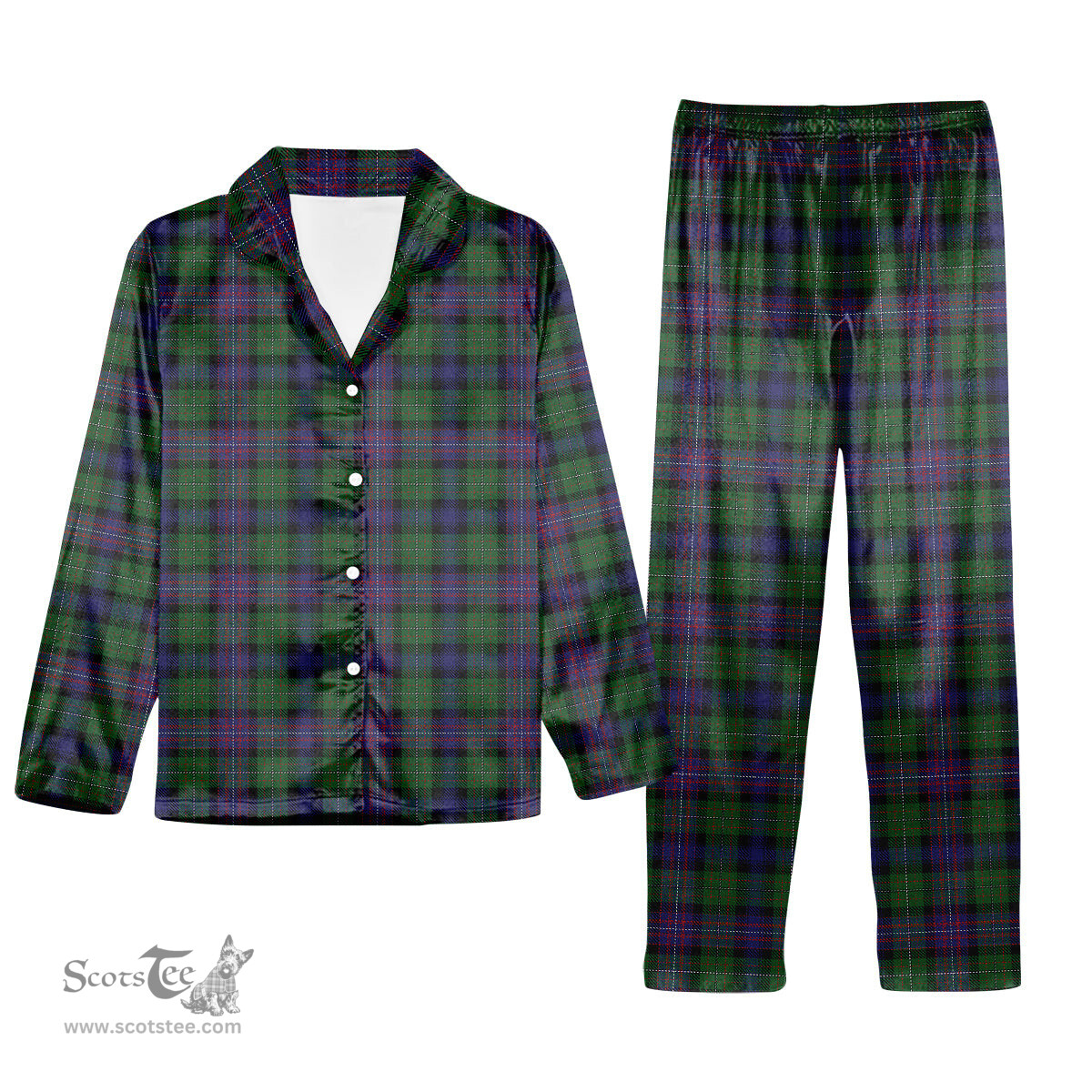 ScotsTee Shop Scottish Rankine Tartan Pajama Satin Velvet Flannel Pajama Set