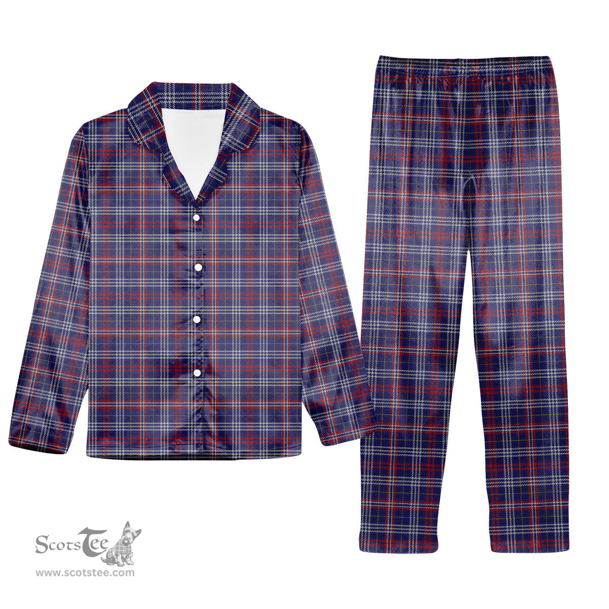ScotsTee Shop Scottish Parker USA Tartan Pajama Satin Velvet Flannel Pajama Set