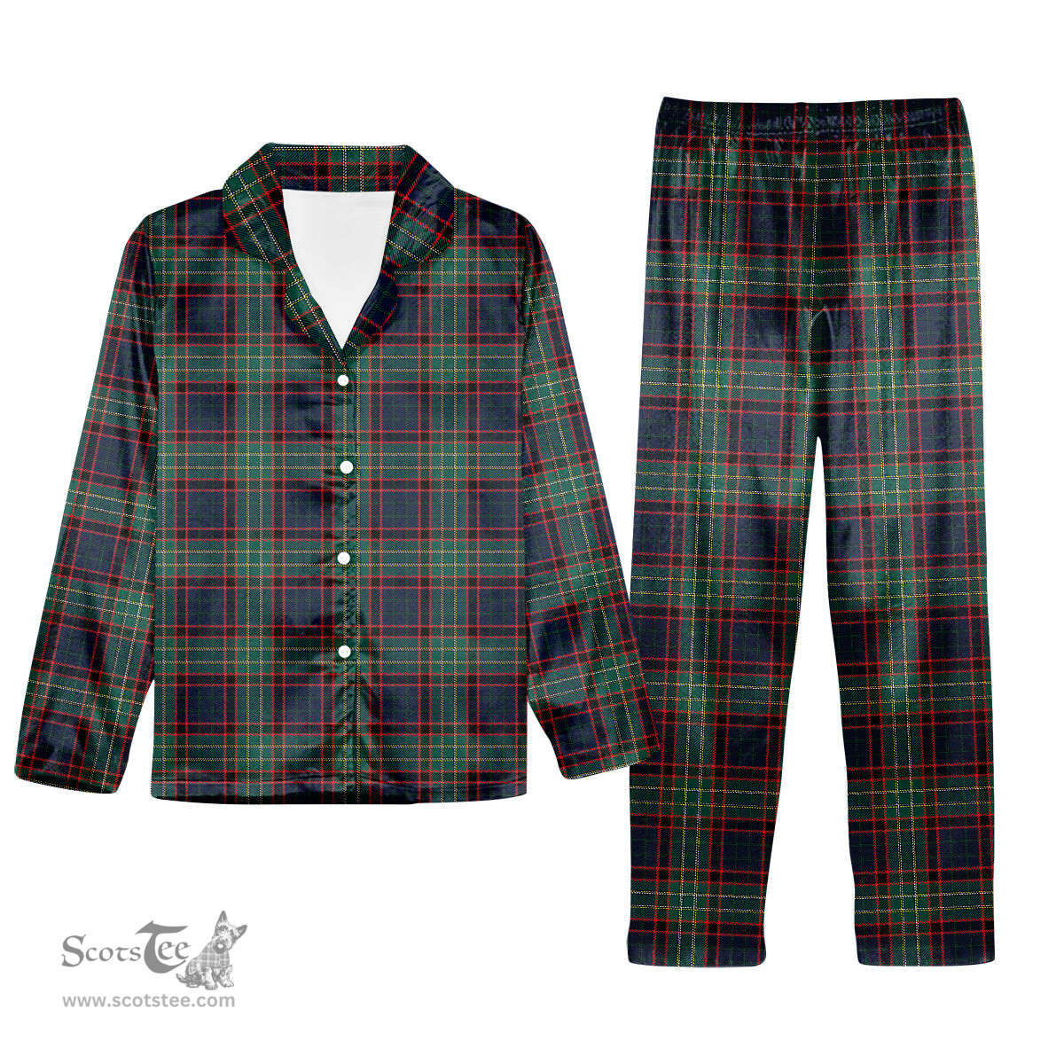 ScotsTee Shop Scottish Nicolson Hunting Modern Tartan Pajama Satin Velvet Flannel Pajama Set