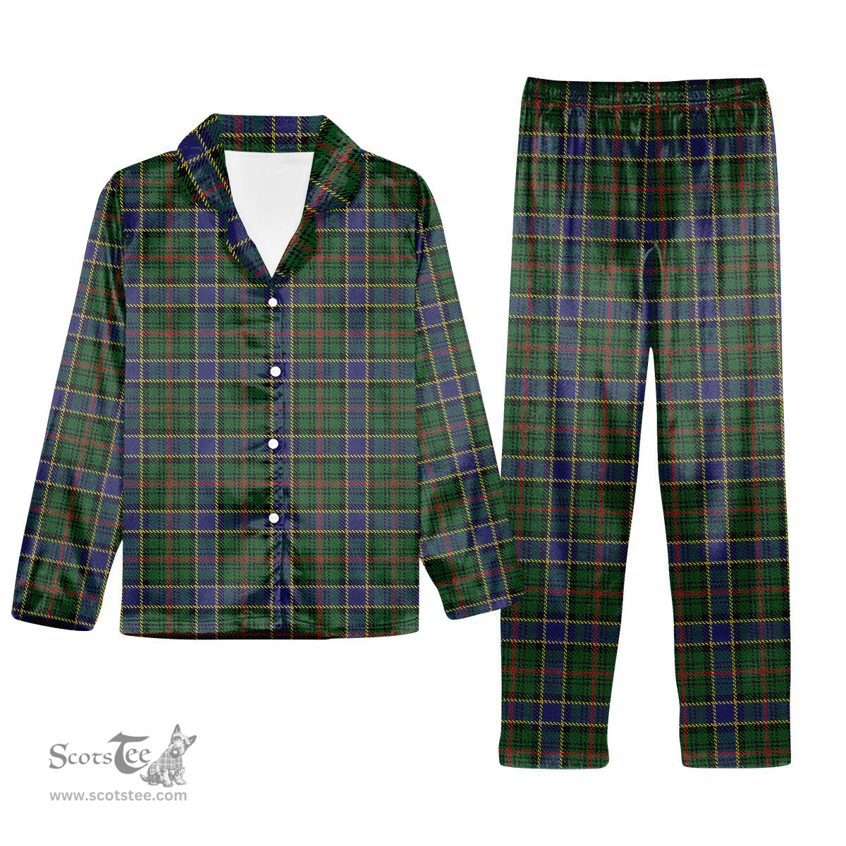 ScotsTee Shop Scottish Ogilvy Hunting 1 Tartan Pajama Satin Velvet Flannel Pajama Set