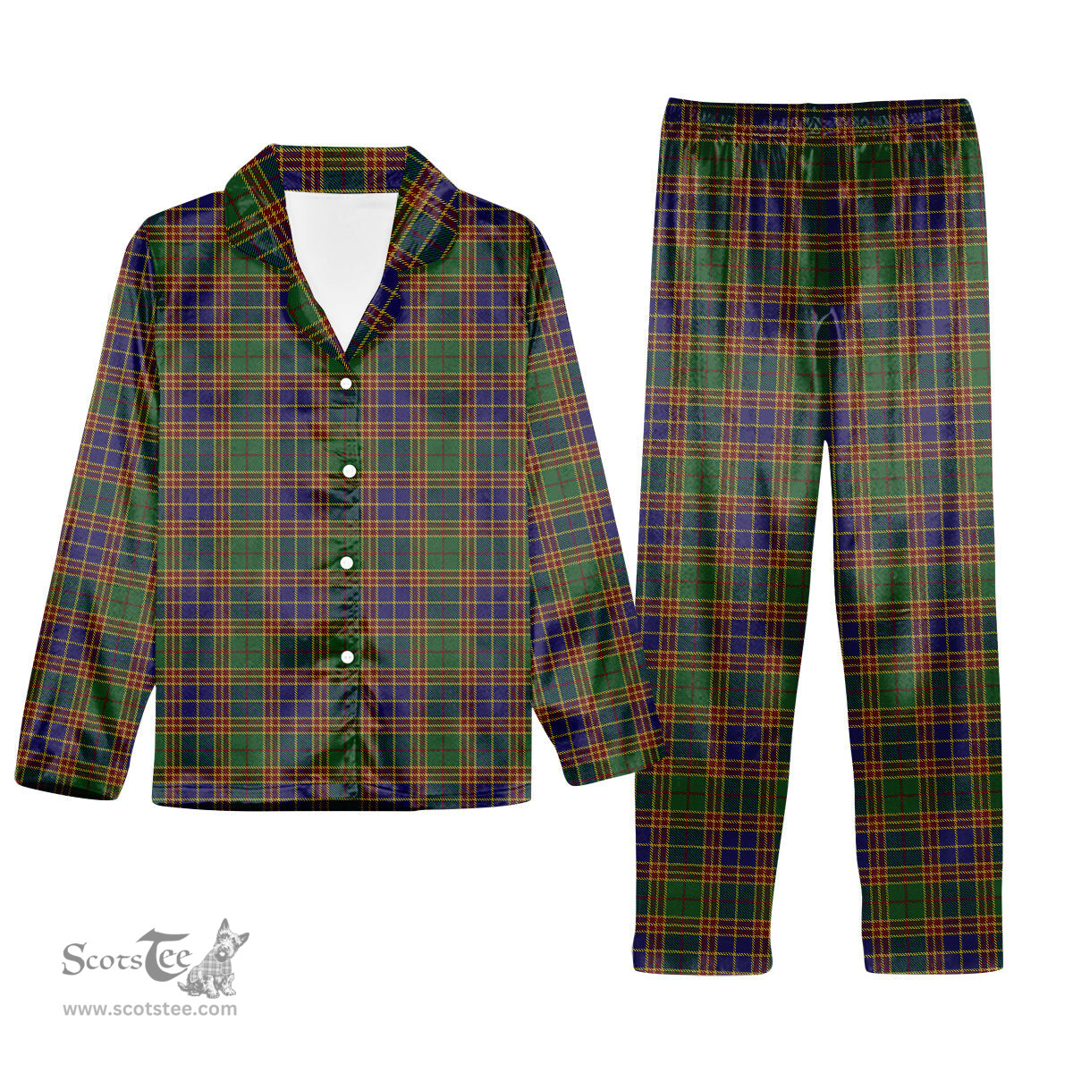 ScotsTee Shop Scottish Stevenson Old Tartan Pajama Satin Velvet Flannel Pajama Set