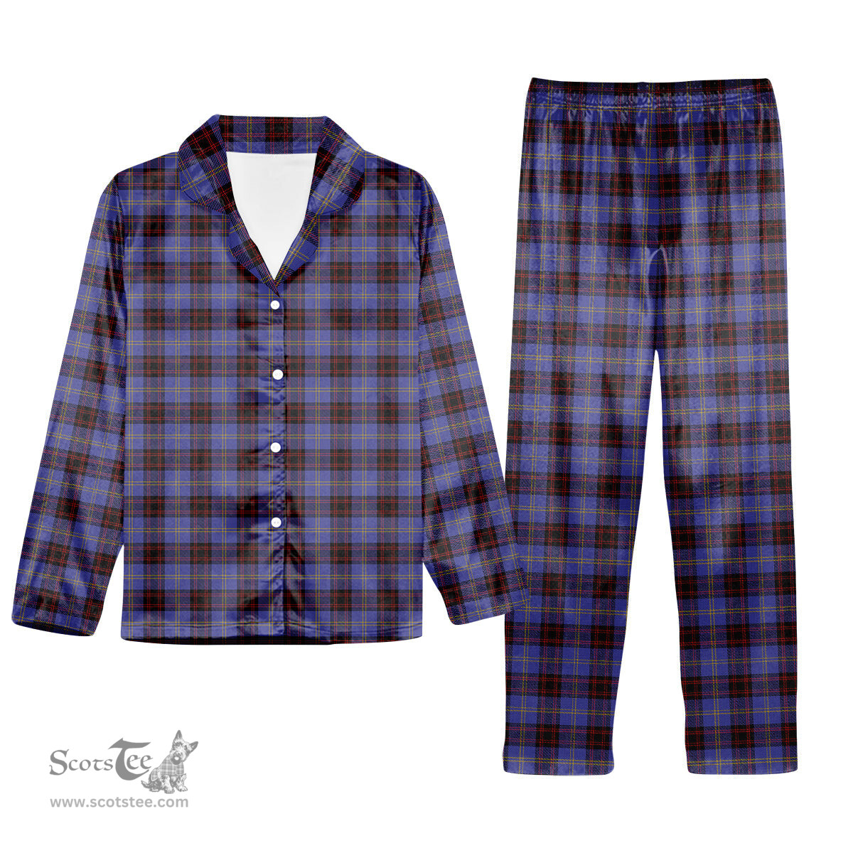 ScotsTee Shop Scottish Rutherford Tartan Pajama Satin Velvet Flannel Pajama Set