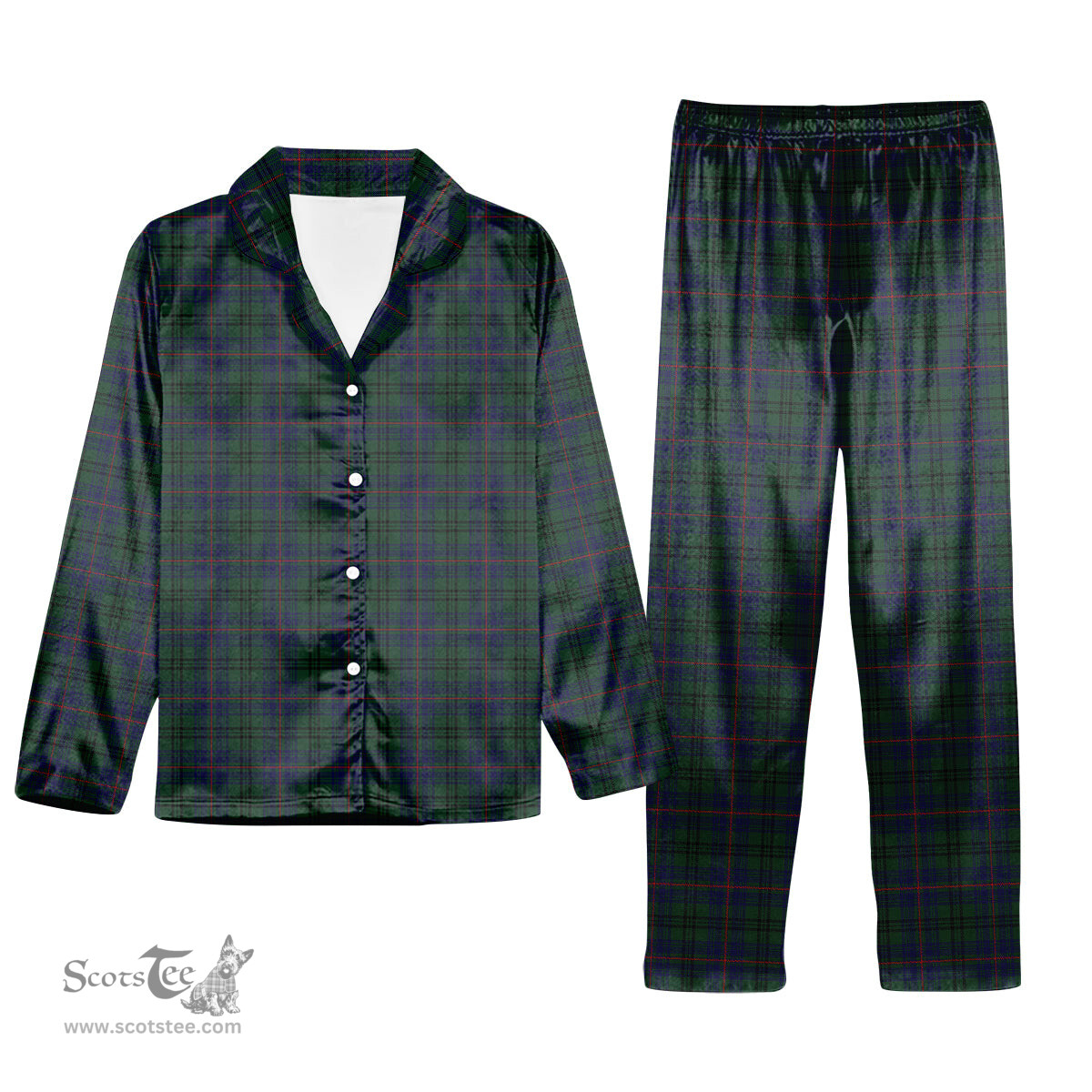 ScotsTee Shop Scottish Walker Hunting Tartan Pajama Satin Velvet Flannel Pajama Set