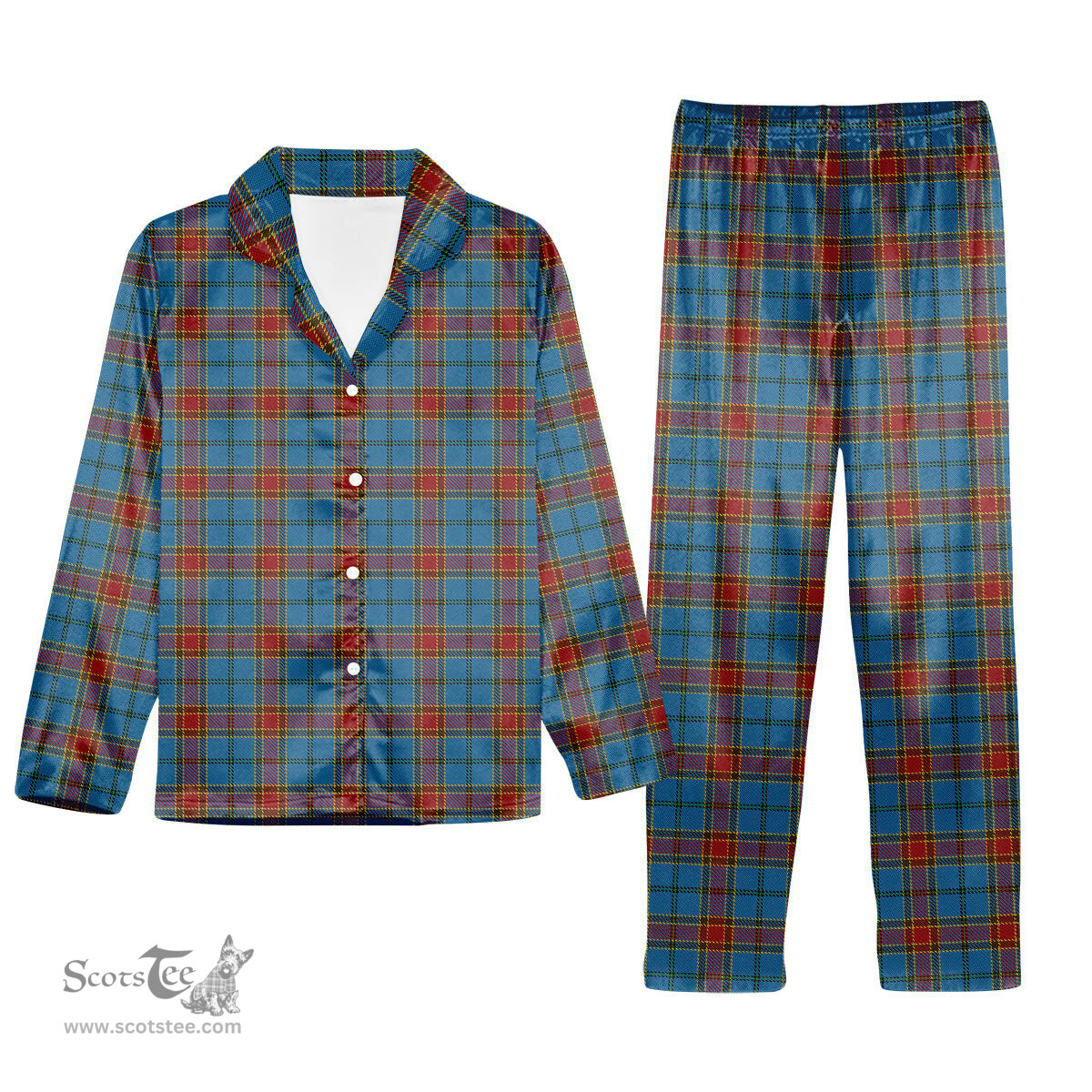 ScotsTee Shop Scottish Traill Tartan Pajama Satin Velvet Flannel Pajama Set