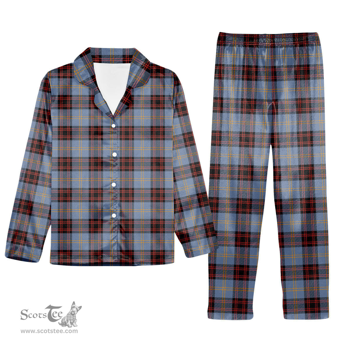 ScotsTee Shop Scottish Rutherford Ancient Tartan Pajama Satin Velvet Flannel Pajama Set