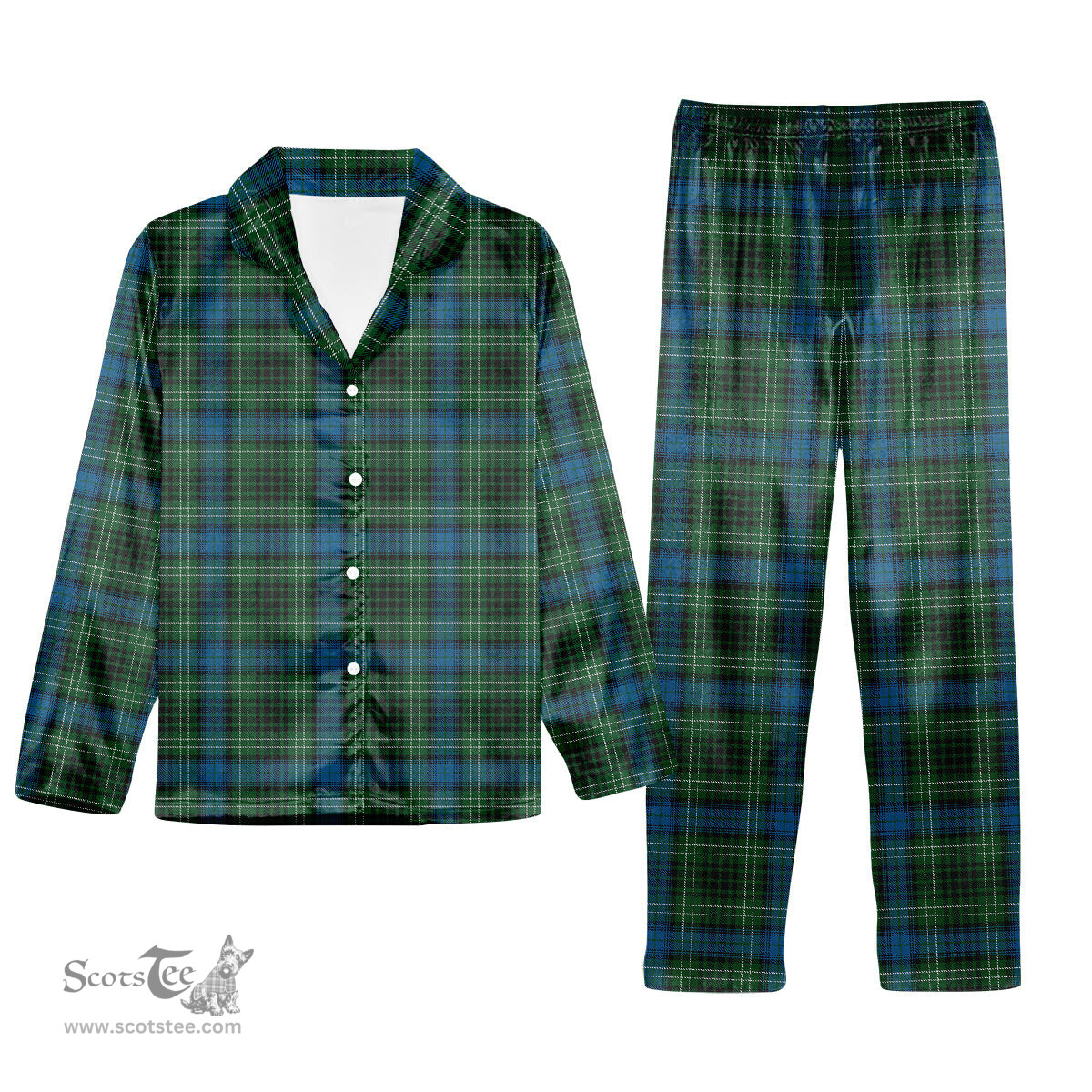 ScotsTee Shop Scottish O'Donohue Tartan Pajama Satin Velvet Flannel Pajama Set