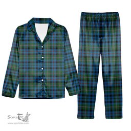 ScotsTee Shop Scottish Stevenson Hunting Red Stripe Tartan Pajama Satin Velvet Flannel Pajama Set