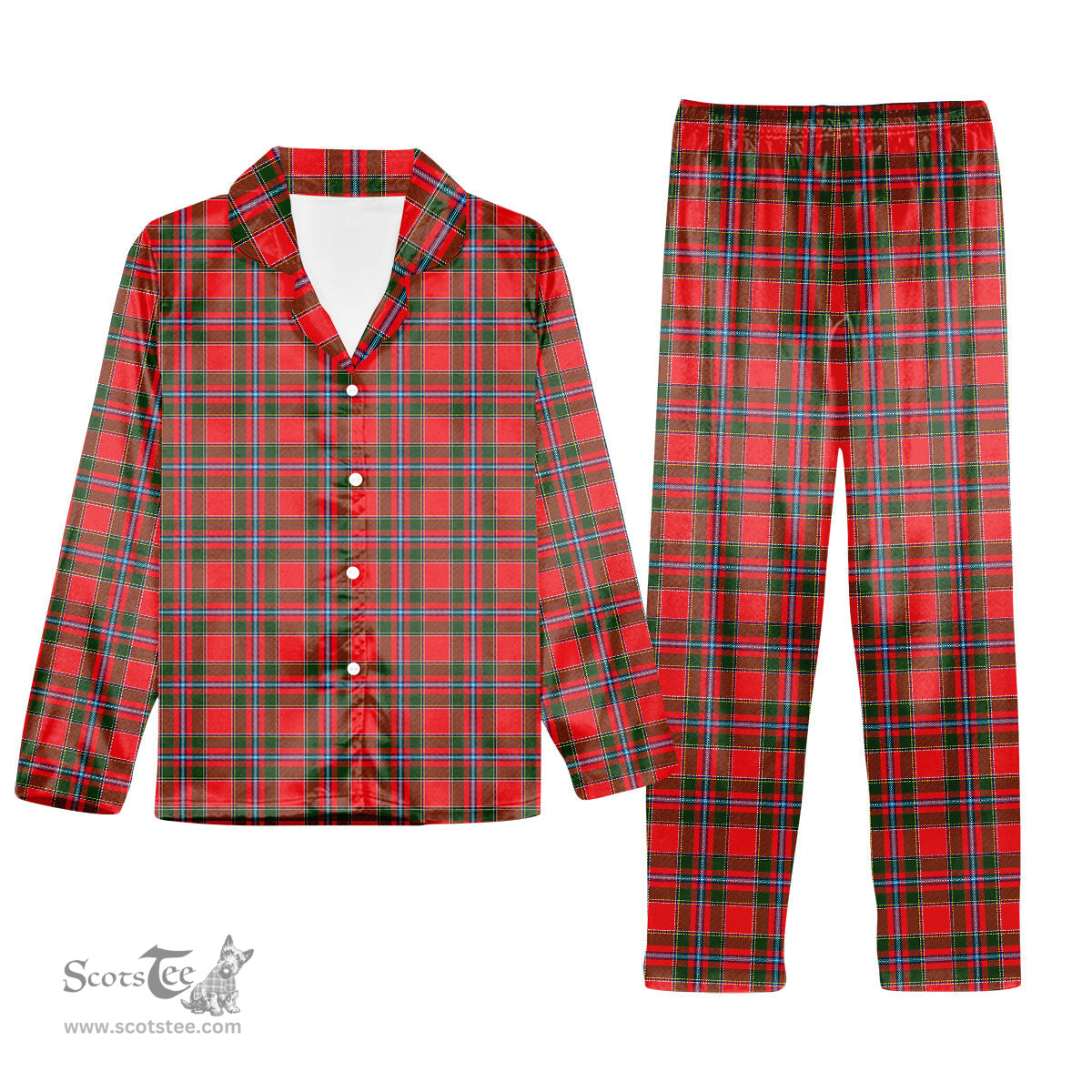ScotsTee Shop Scottish Perthshire District Tartan Pajama Satin Velvet Flannel Pajama Set