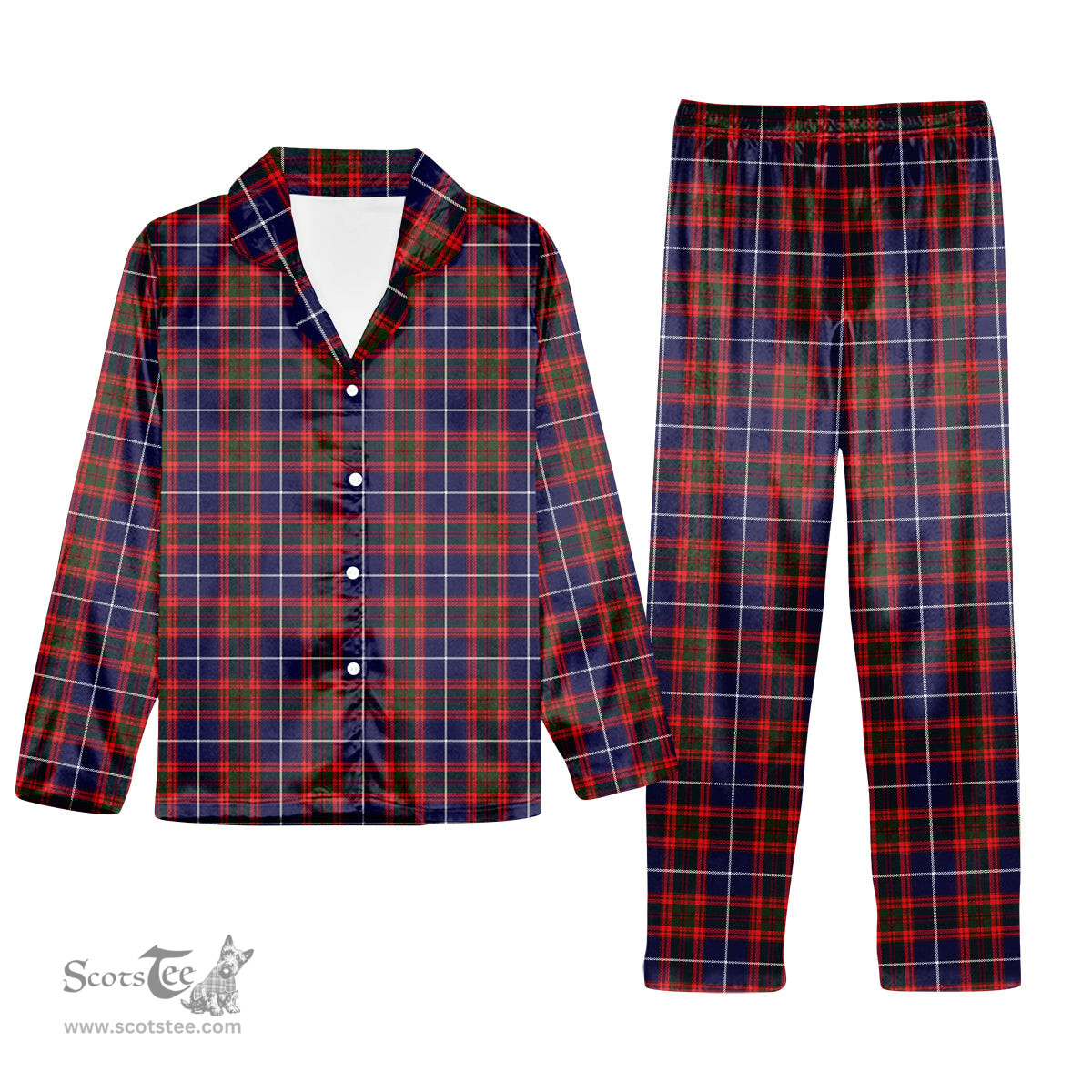 ScotsTee Shop Scottish Pennycook Modern Tartan Pajama Satin Velvet Flannel Pajama Set