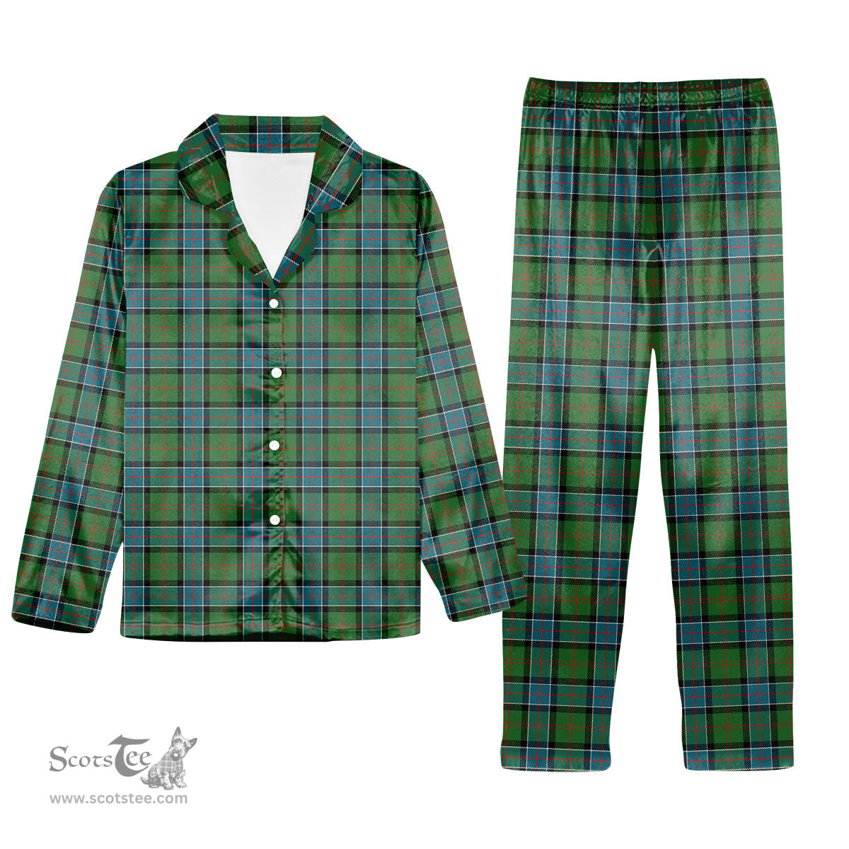 ScotsTee Shop Scottish Sinclair Hunting Ancient Clan Tartan Pajama Satin Velvet Flannel Pajama Set