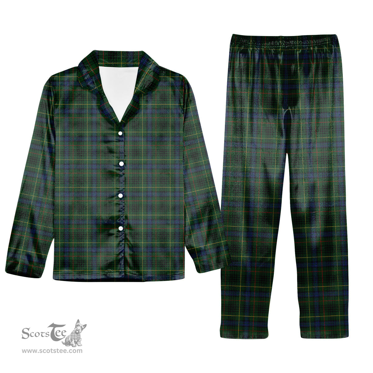 ScotsTee Shop Scottish Stewart Hunting 1 Tartan Pajama Satin Velvet Flannel Pajama Set
