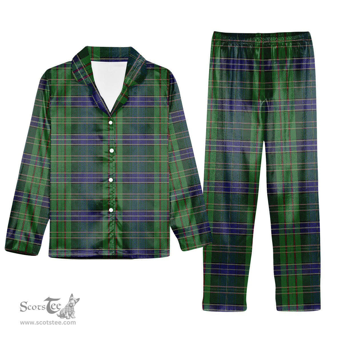 ScotsTee Shop Scottish Young, Melvina Tartan Pajama Satin Velvet Flannel Pajama Set