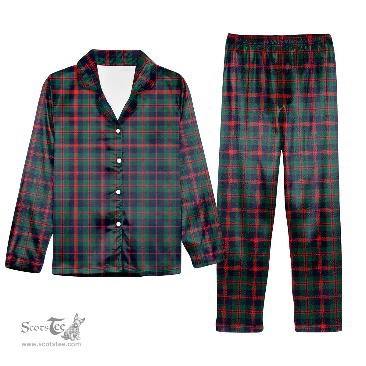 ScotsTee Shop Scottish Robertson of Struan Modern Tartan Pajama Satin Velvet Flannel Pajama Set