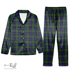 ScotsTee Shop Scottish Sinclair Brown Tartan Pajama Satin Velvet Flannel Pajama Set