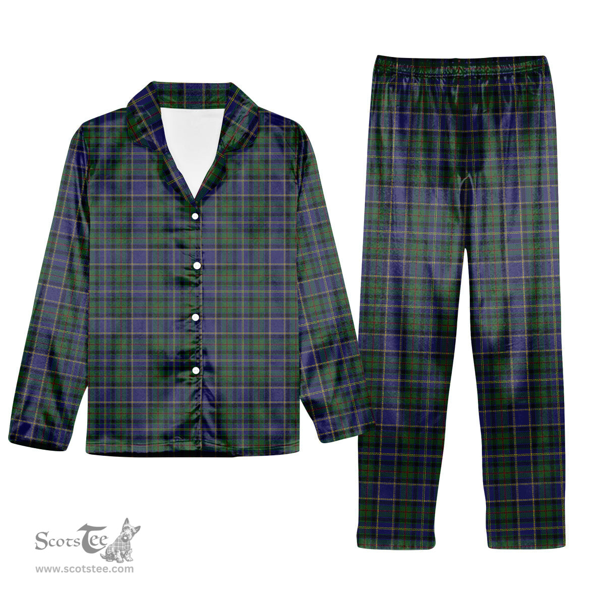 ScotsTee Shop Scottish Whitworth 2003 Tartan Pajama Satin Velvet Flannel Pajama Set