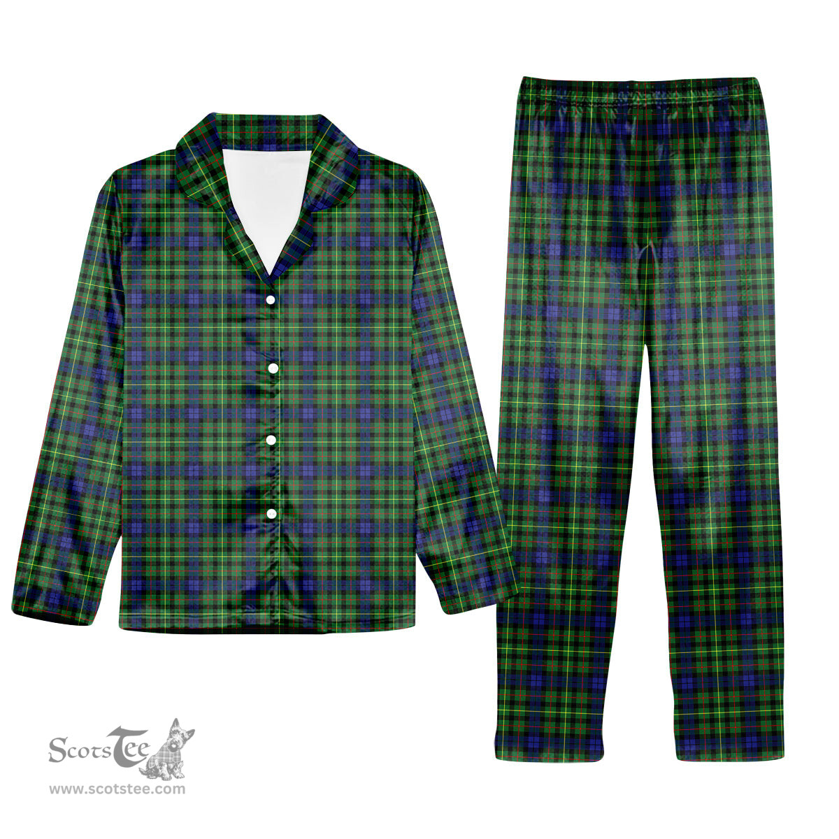 ScotsTee Shop Scottish Rollo SC Tartan Pajama Satin Velvet Flannel Pajama Set