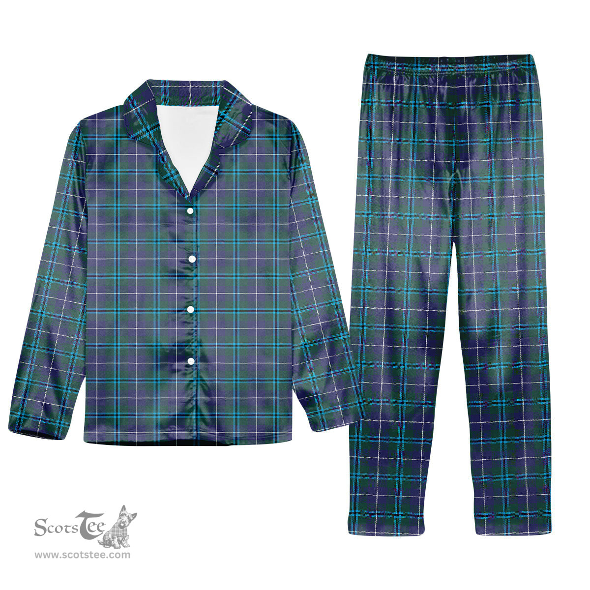 ScotsTee Shop Scottish Sandilands Tartan Pajama Satin Velvet Flannel Pajama Set