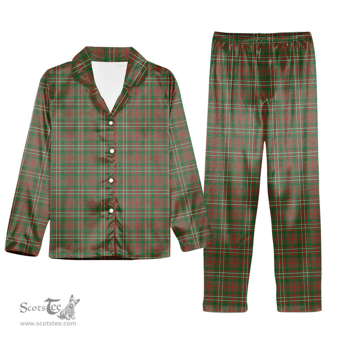 ScotsTee Shop Scottish Scott Brown Hunting Ancient Tartan Pajama Satin Velvet Flannel Pajama Set