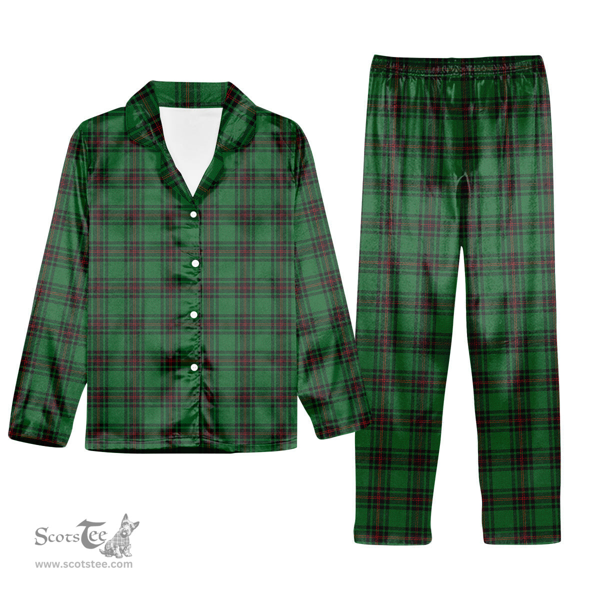 ScotsTee Shop Scottish Primrose Tartan Pajama Satin Velvet Flannel Pajama Set