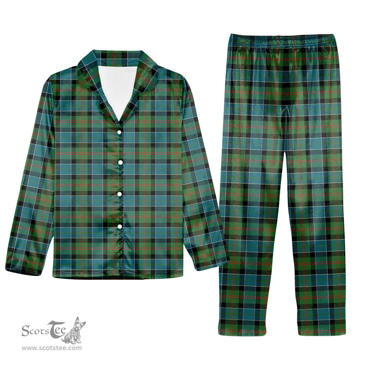 ScotsTee Shop Scottish Paterson Ancient Tartan Pajama Satin Velvet Flannel Pajama Set
