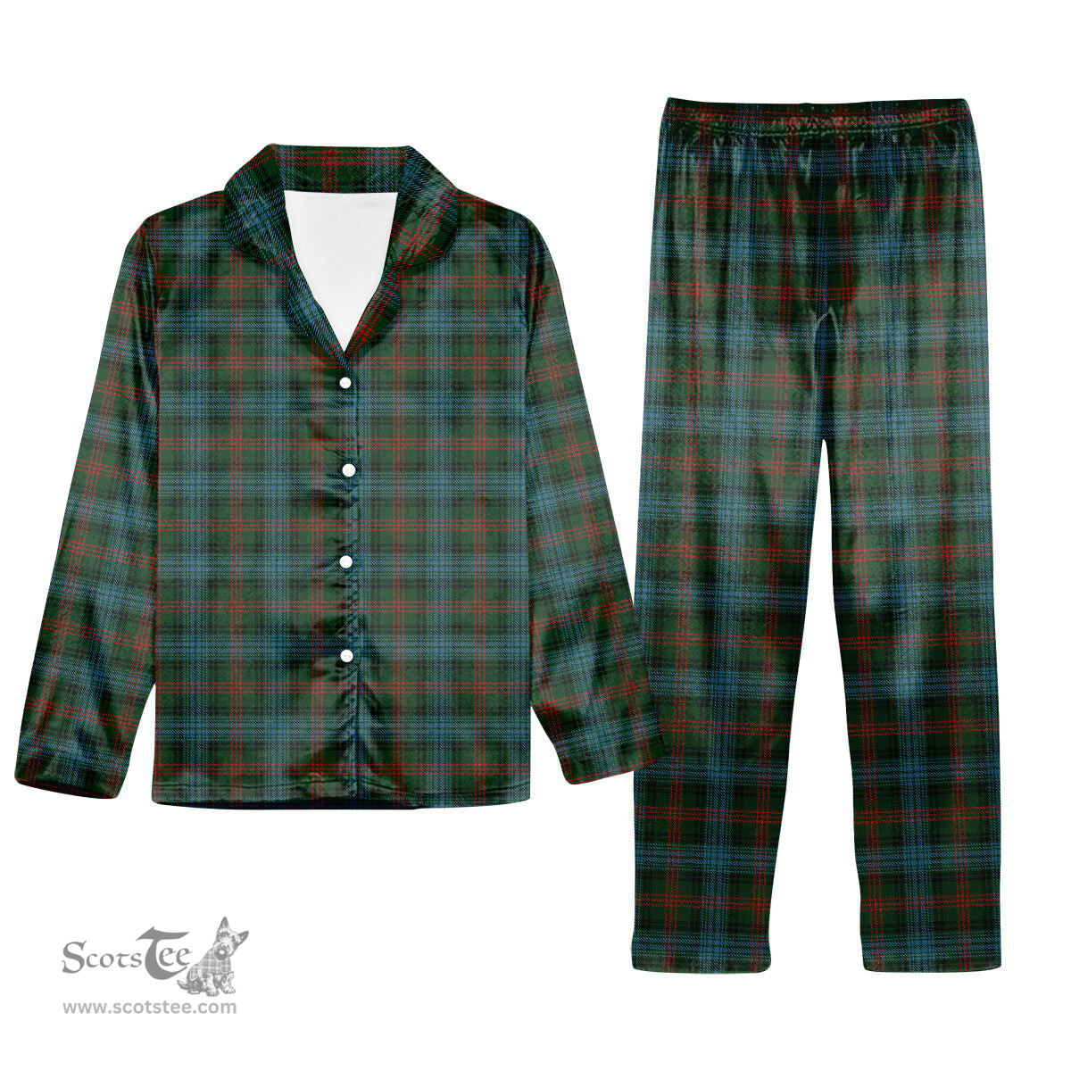 ScotsTee Shop Scottish Ross Hunting Tartan Pajama Satin Velvet Flannel Pajama Set