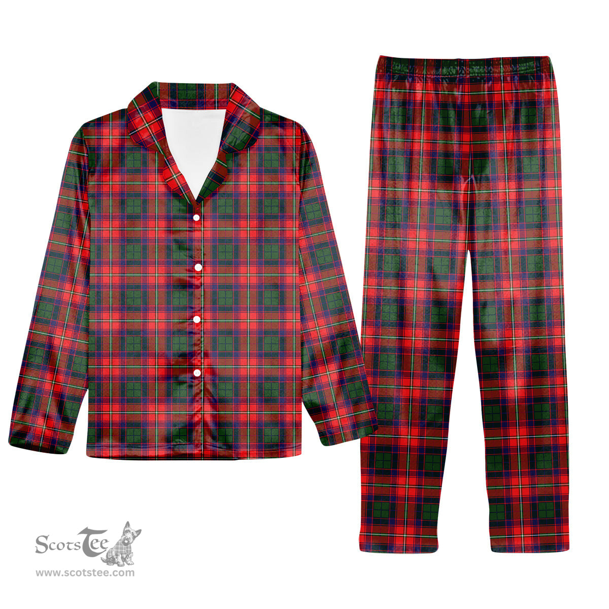 ScotsTee Shop Scottish Roxburgh District Tartan Pajama Satin Velvet Flannel Pajama Set