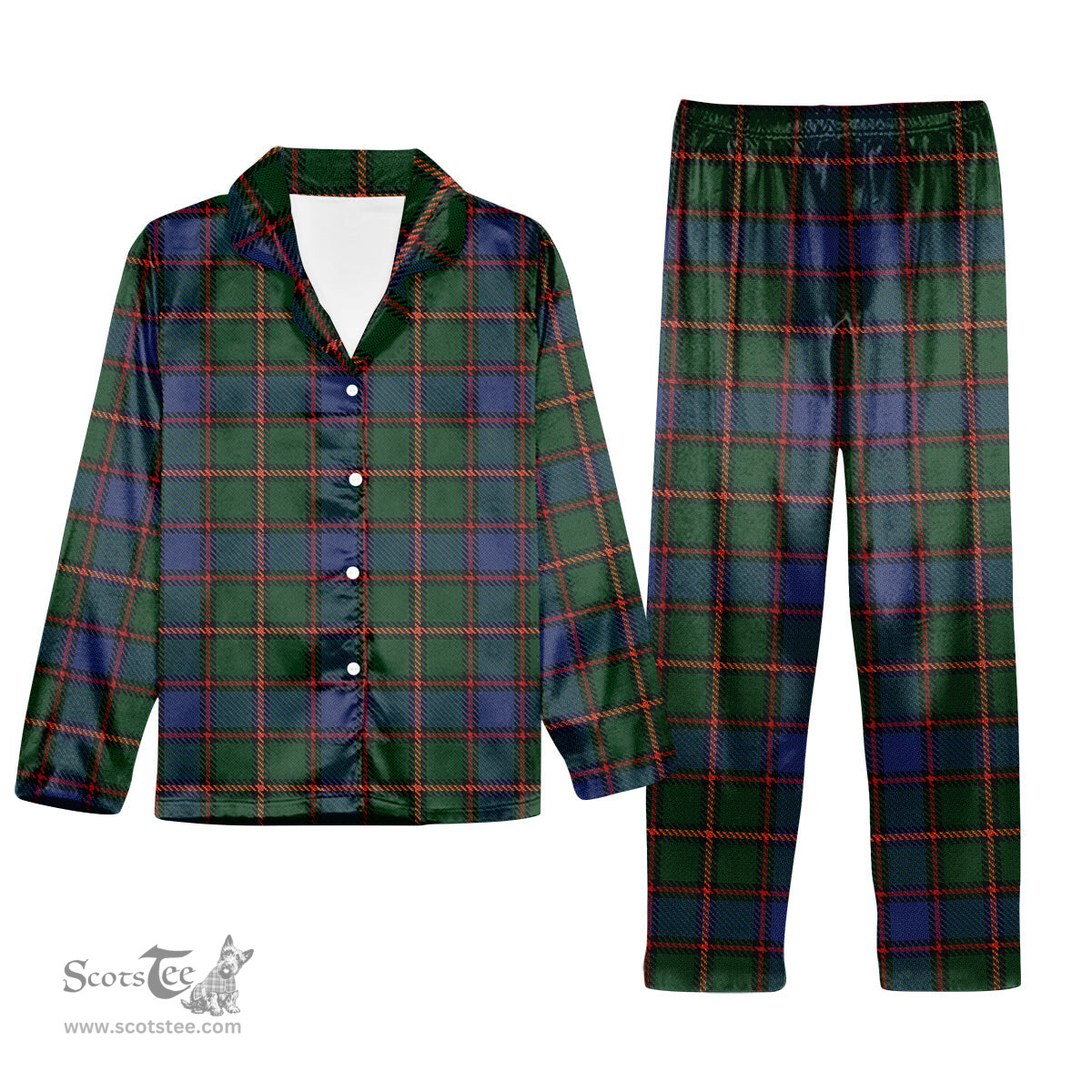 ScotsTee Shop Scottish Skene Tartan Pajama Satin Velvet Flannel Pajama Set
