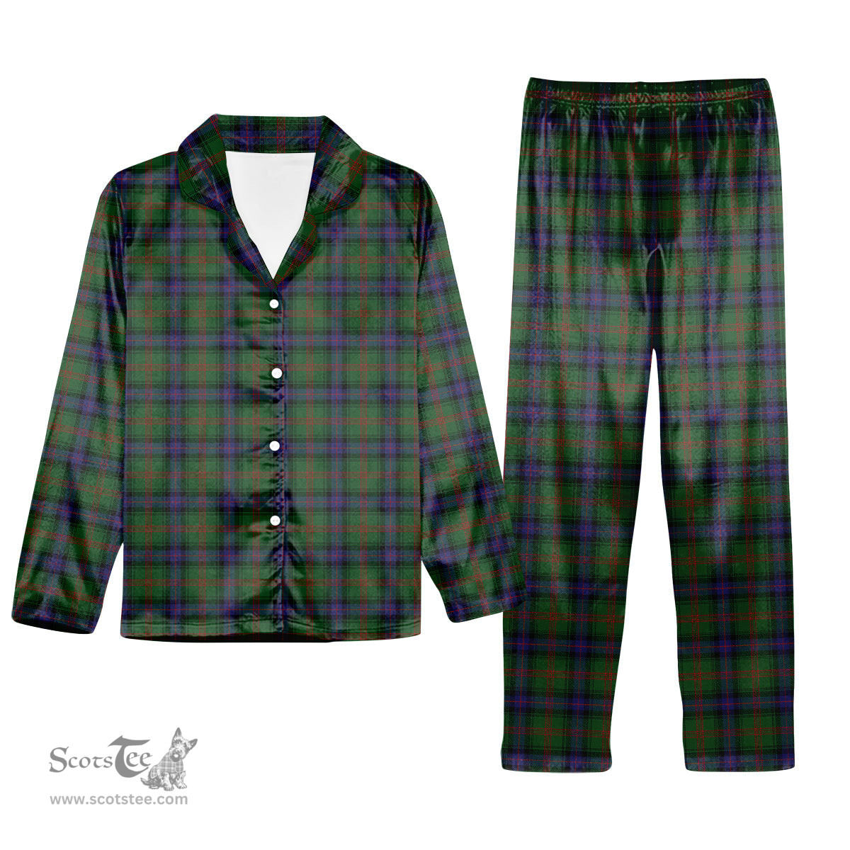 ScotsTee Shop Scottish Park Tartan Pajama Satin Velvet Flannel Pajama Set