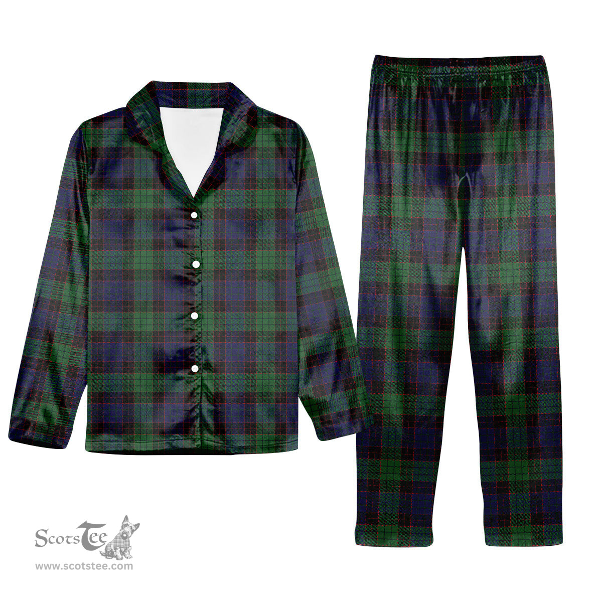 ScotsTee Shop Scottish Stewart Old Tartan Pajama Satin Velvet Flannel Pajama Set