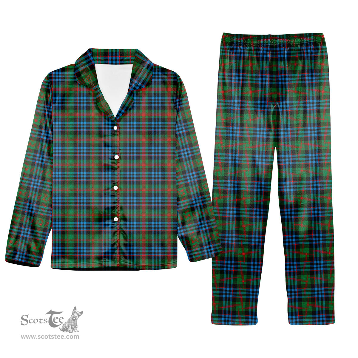 ScotsTee Shop Scottish Newlands Tartan Pajama Satin Velvet Flannel Pajama Set