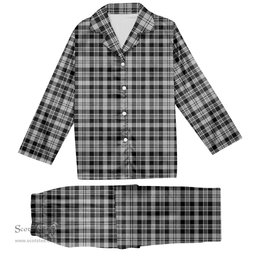 ScotsTee Shop Scottish Scott B&W 1850 Tartan Pajama Satin Velvet Flannel Pajama Set