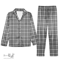 ScotsTee Shop Scottish Scott Black and White Modern Tartan Pajama Satin Velvet Flannel Pajama Set