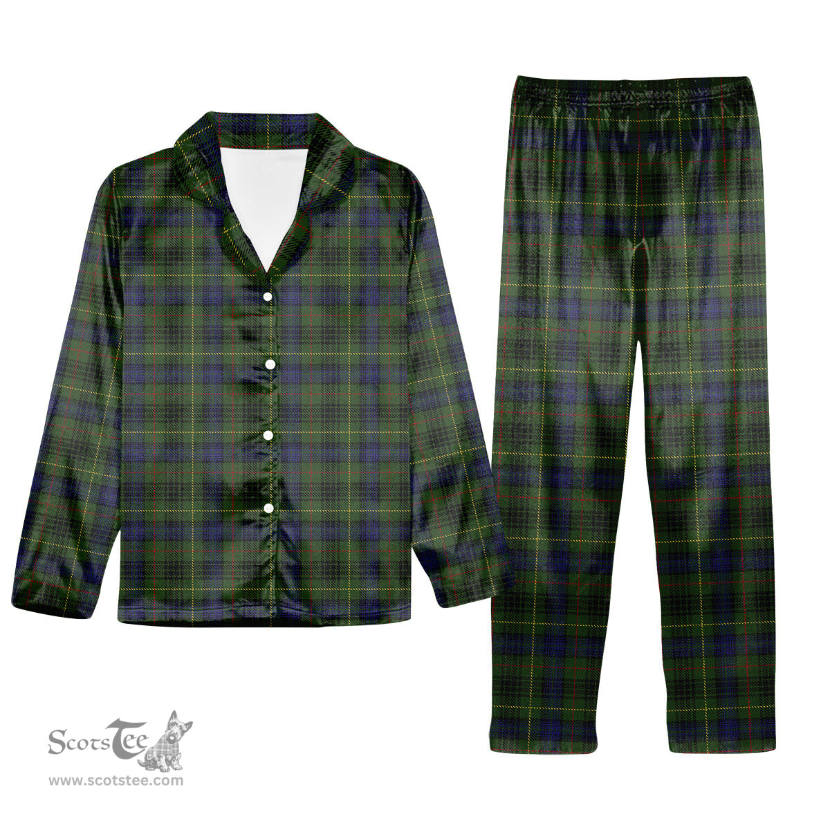 ScotsTee Shop Scottish Stewart Hunting Tartan Pajama Satin Velvet Flannel Pajama Set