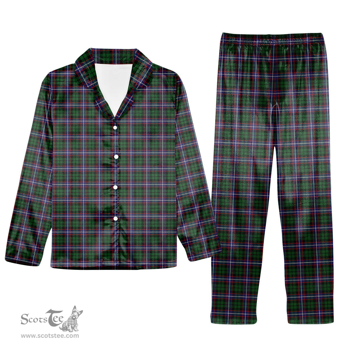 ScotsTee Shop Scottish Russell 1 Tartan Pajama Satin Velvet Flannel Pajama Set