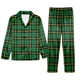 ScotsTee Shop Scottish Wallace Hunting Green Tartan Pajama Satin Velvet Flannel Pajama Set