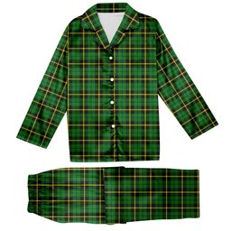 ScotsTee Shop Scottish Wallace Hunting - Green Tartan Pajama Satin Velvet Flannel Pajama Set