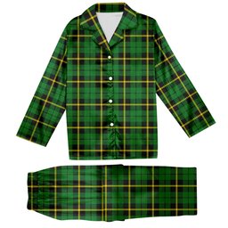 ScotsTee Shop Scottish Wallace Hunting Green Tartan Pajama Satin Velvet Flannel Pajama Set