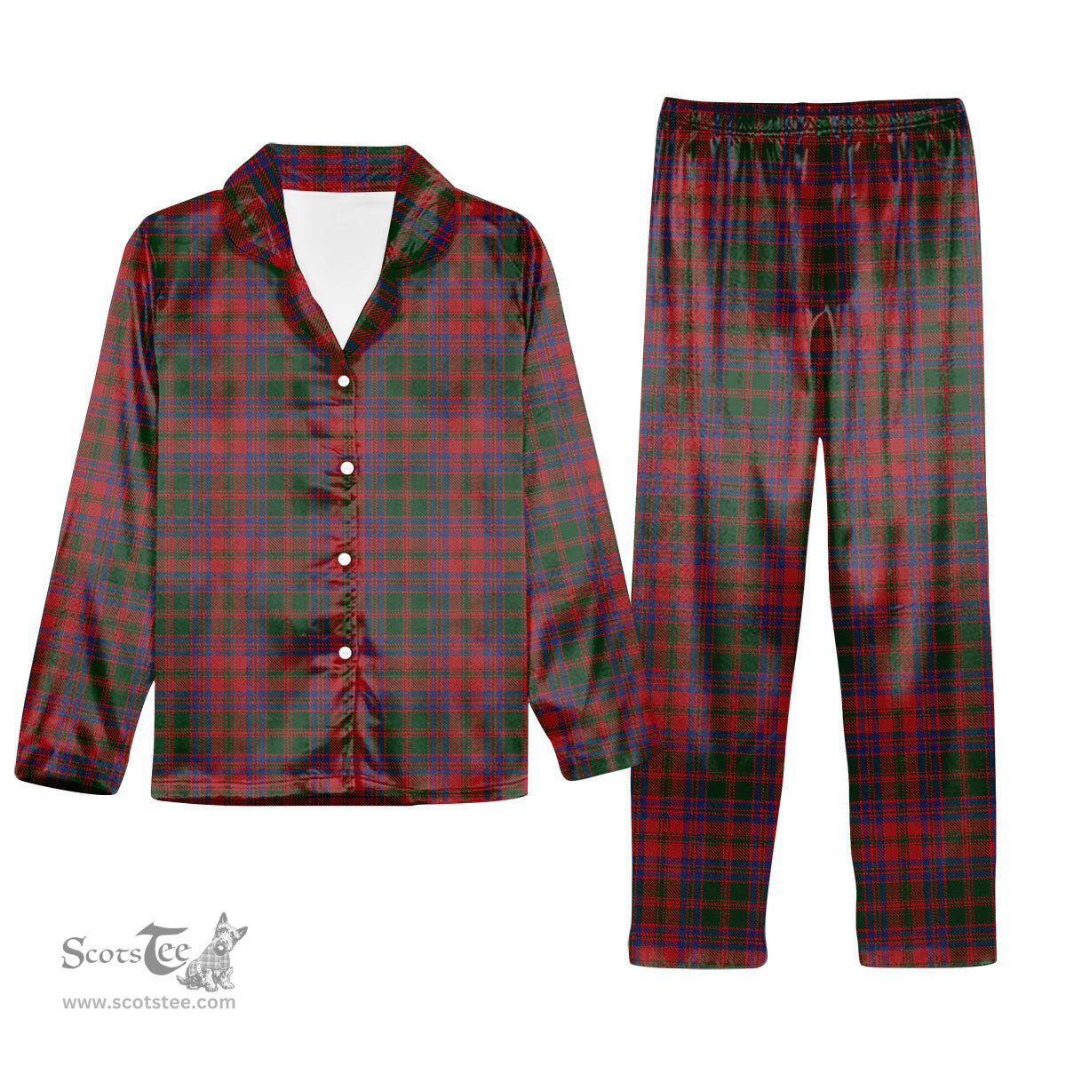 ScotsTee Shop Scottish Stewart of Urrard Tartan Pajama Satin Velvet Flannel Pajama Set