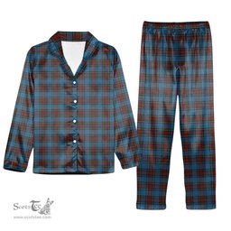 ScotsTee Shop Scottish Stewart Royal Blue Tartan Pajama Satin Velvet Flannel Pajama Set