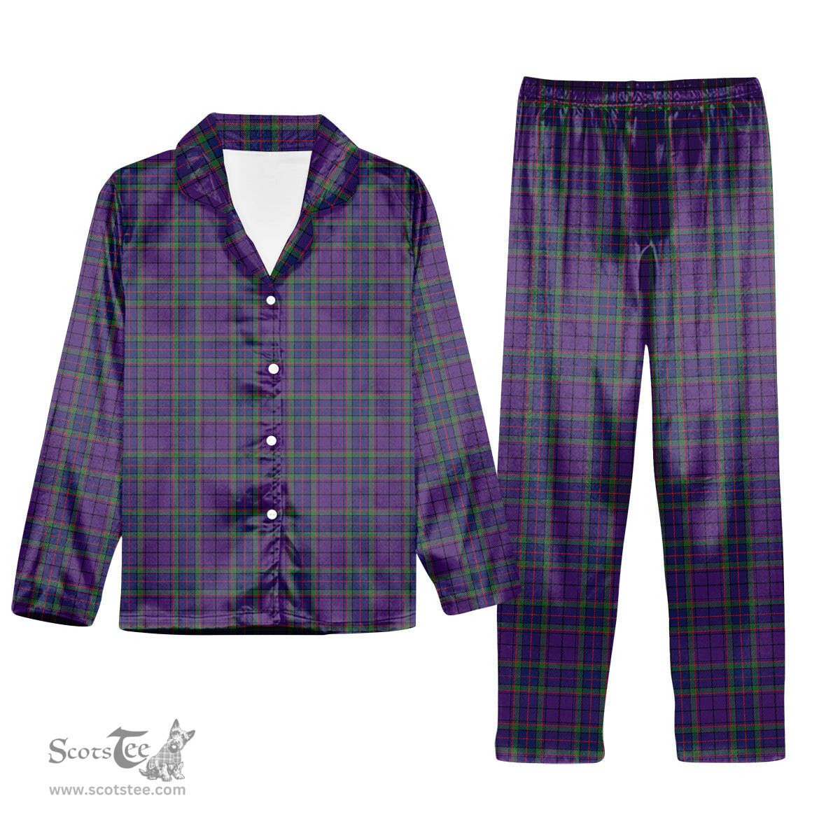 ScotsTee Shop Scottish Wardlaw Modern Tartan Pajama Satin Velvet Flannel Pajama Set