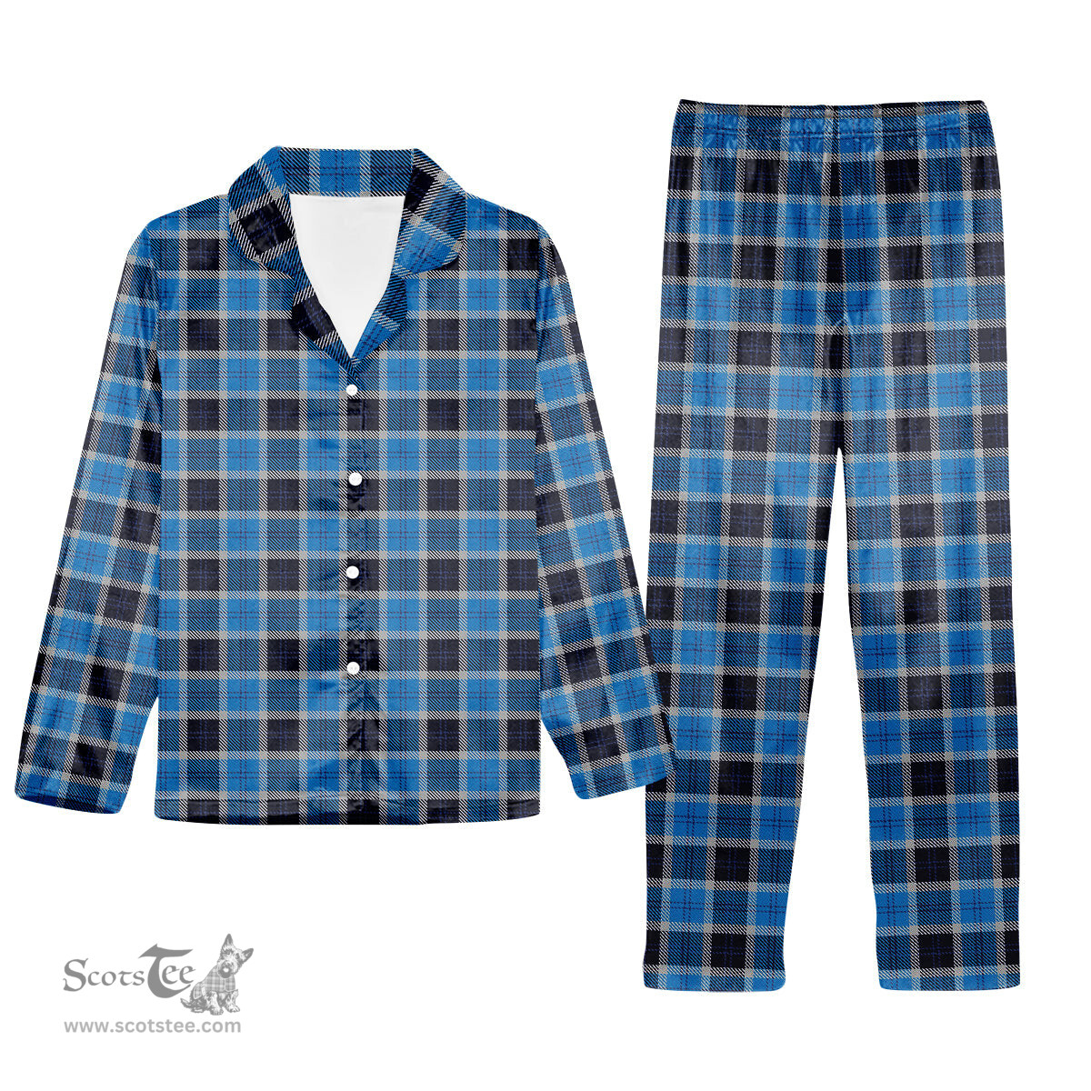 ScotsTee Shop Scottish Strathclyde Tartan Pajama Satin Velvet Flannel Pajama Set