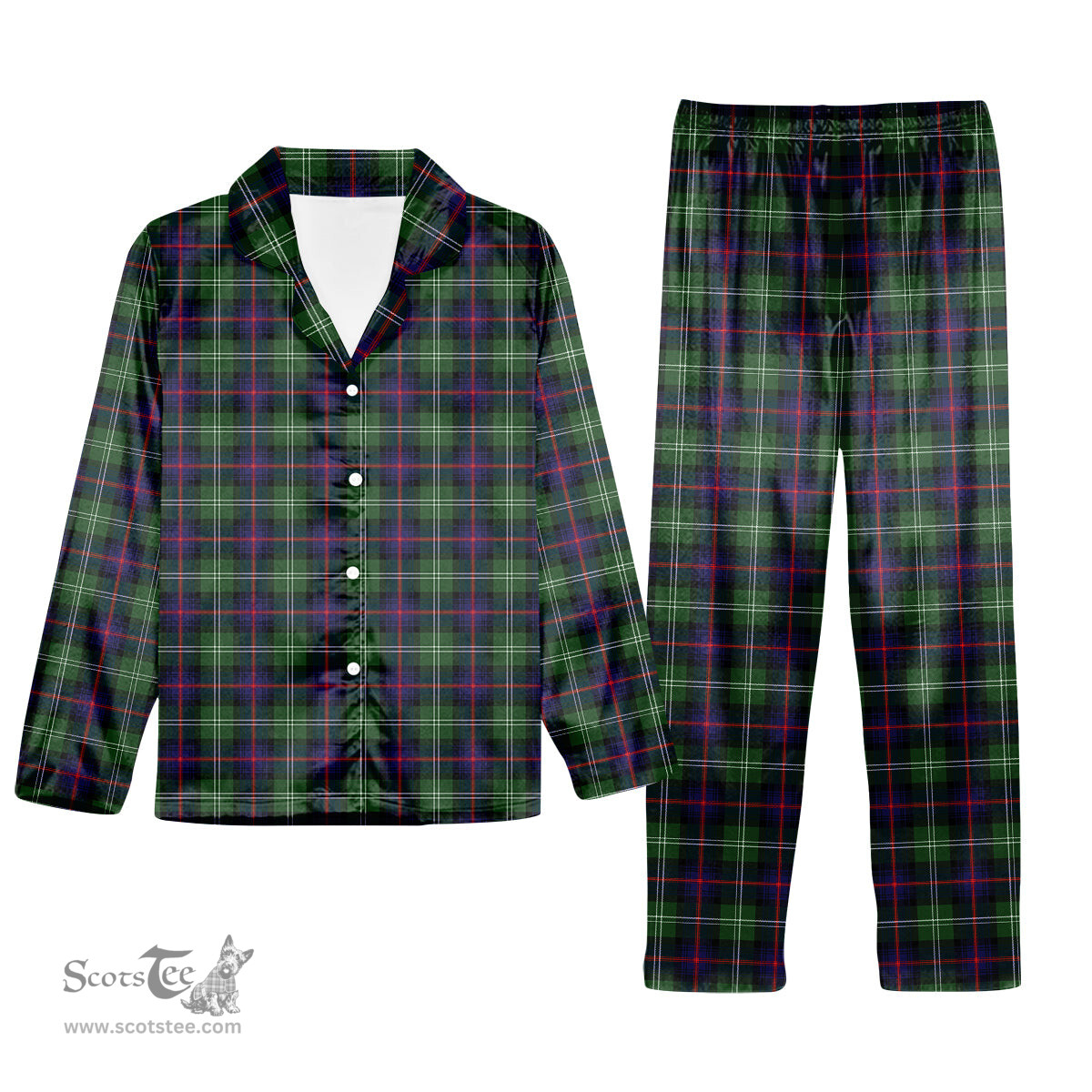 ScotsTee Shop Scottish Sutherland Modern Tartan Pajama Satin Velvet Flannel Pajama Set
