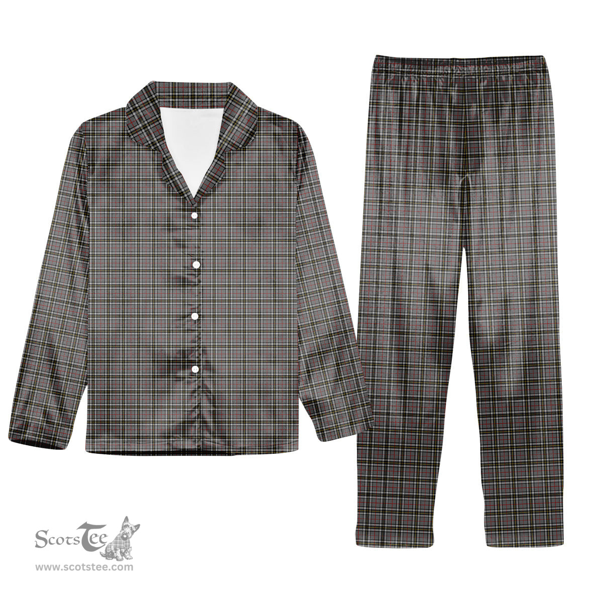 ScotsTee Shop Scottish Thomson Dress Grey Tartan Pajama Satin Velvet Flannel Pajama Set