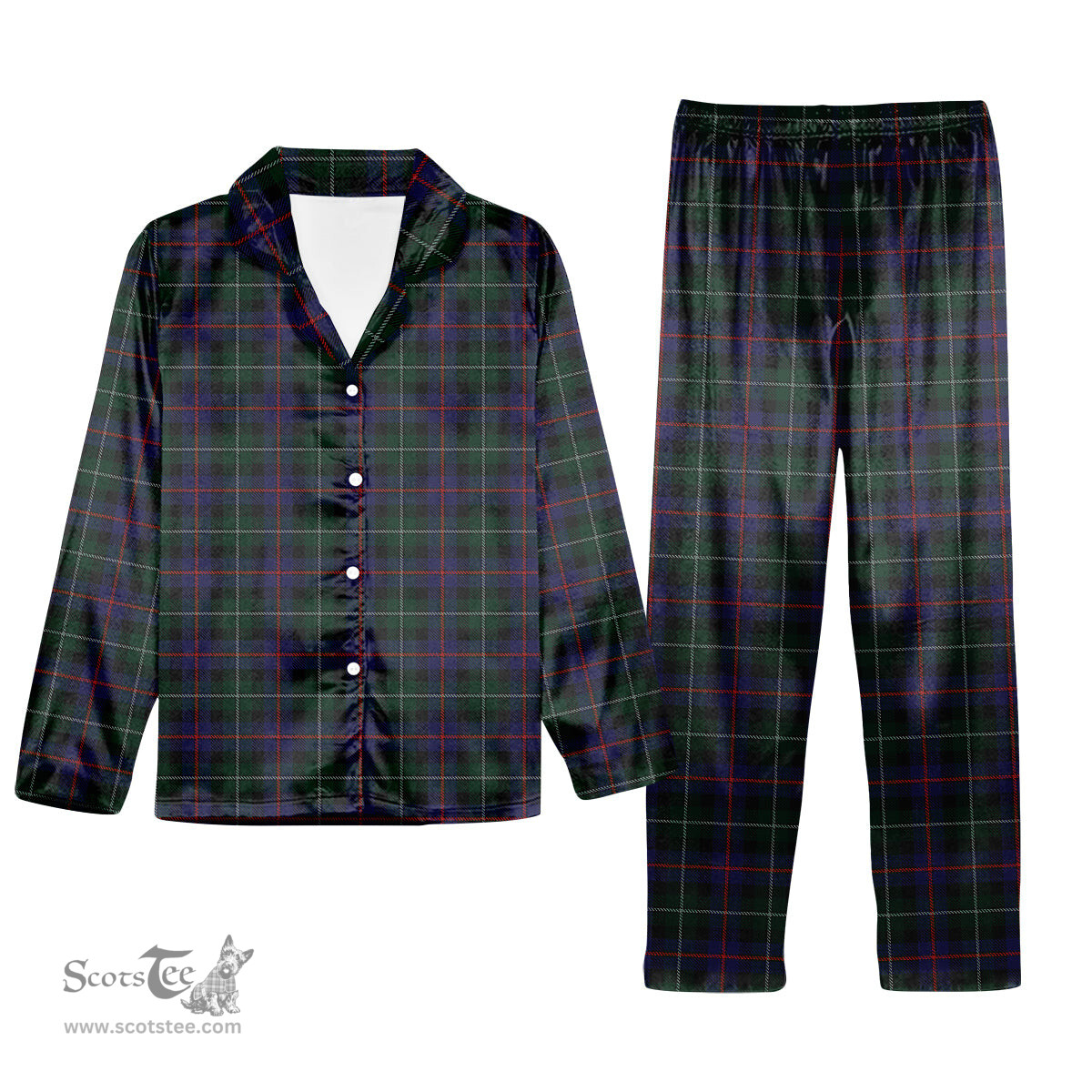 ScotsTee Shop Scottish Wilsons 230 Tartan Pajama Satin Velvet Flannel Pajama Set