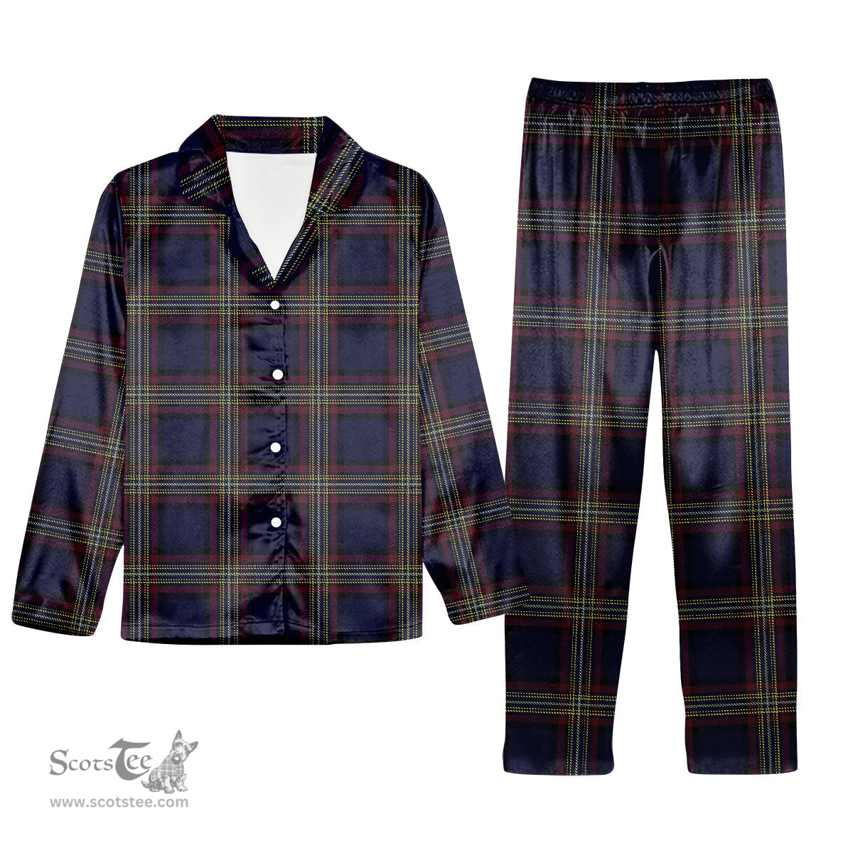 ScotsTee Shop Scottish York Regional Police Tartan Pajama Satin Velvet Flannel Pajama Set